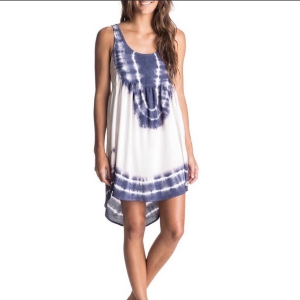 Roxy Purple Tie Dye beach cover up with bead detail, Rayon, size Small